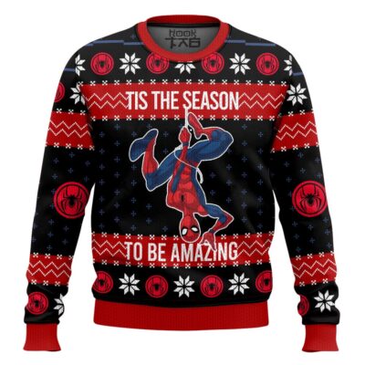 Hooktab Tis The Season To Be Amazing Spider-man Ugly Christmas Sweater