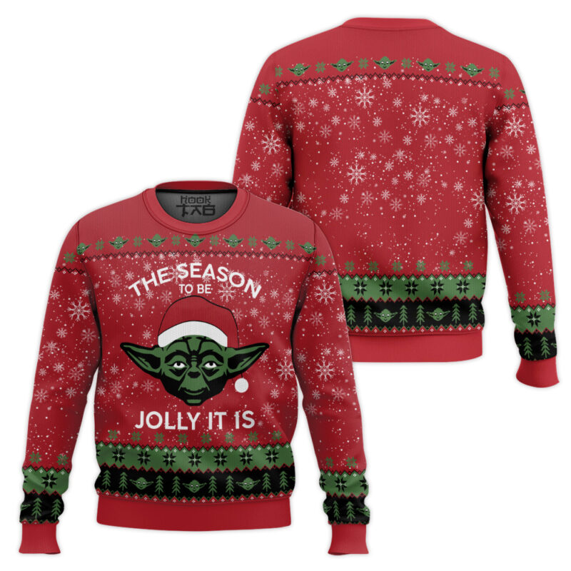 Hooktab Tis The Season To Be Jolly Yoda Star War Ugly Christmas Sweater Hooktab Tis The Season To Be Jolly Yoda Star War Ugly Christmas Sweater
