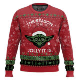 Hooktab Tis The Season To Be Jolly Yoda Star War Ugly Christmas Sweater
