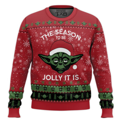 Hooktab Tis The Season To Be Jolly Yoda Star War Ugly Christmas Sweater