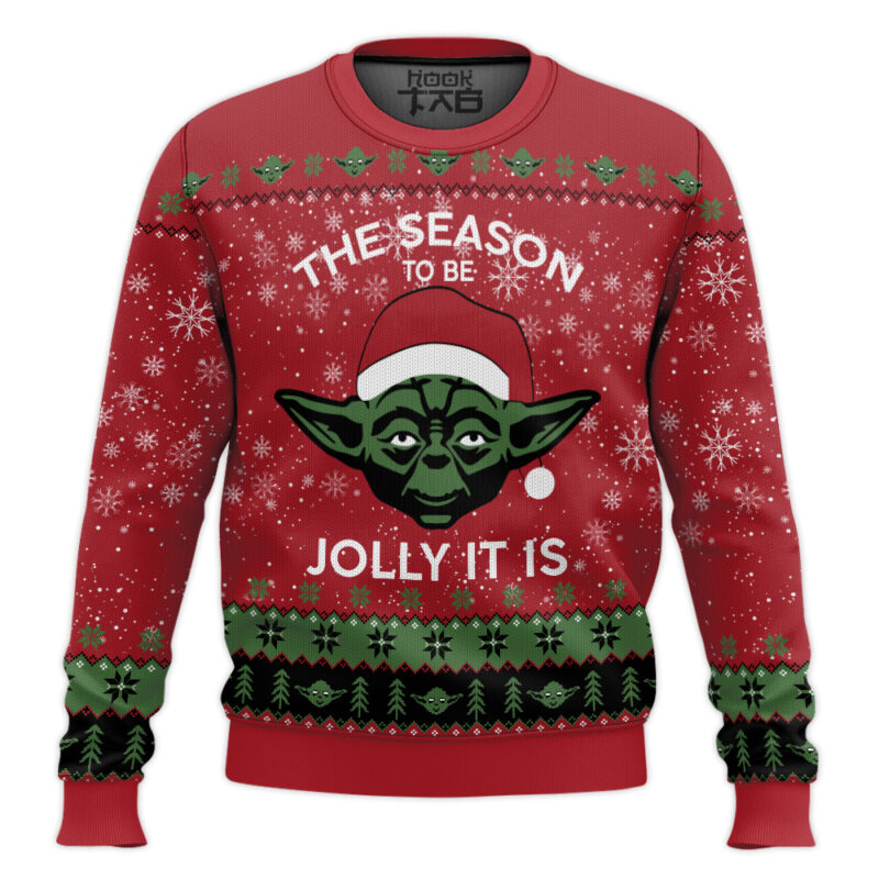 Hooktab Tis The Season To Be Jolly Yoda Star War Ugly Christmas Sweater