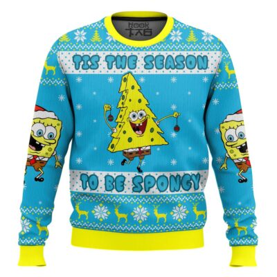 Hooktab Tis The Season To Be Spongy SpongeBob SquarePants Ugly Christmas Sweater