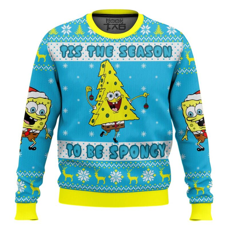 Hooktab Tis The Season To Be Spongy SpongeBob SquarePants Ugly Christmas Sweater