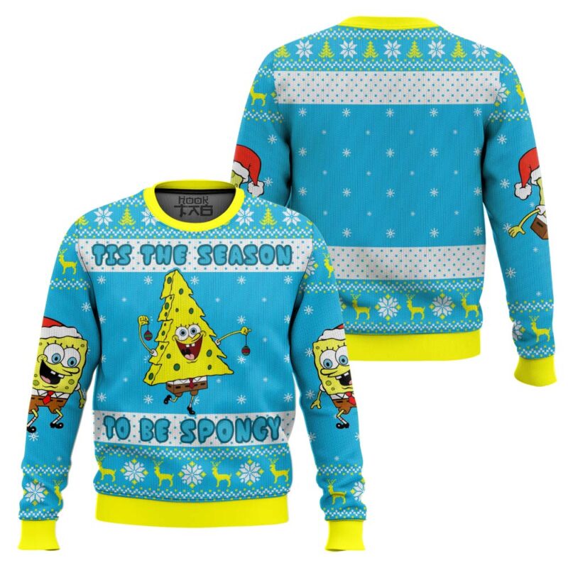 Hooktab Tis The Season To Be Spongy SpongeBob SquarePants Ugly Christmas Sweater Hooktab Tis The Season To Be Spongy SpongeBob SquarePants Ugly Christmas Sweater
