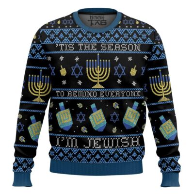 Hooktab Tis The Season To Remind Everyone "i'm Jewish" Ugly Christmas Sweater