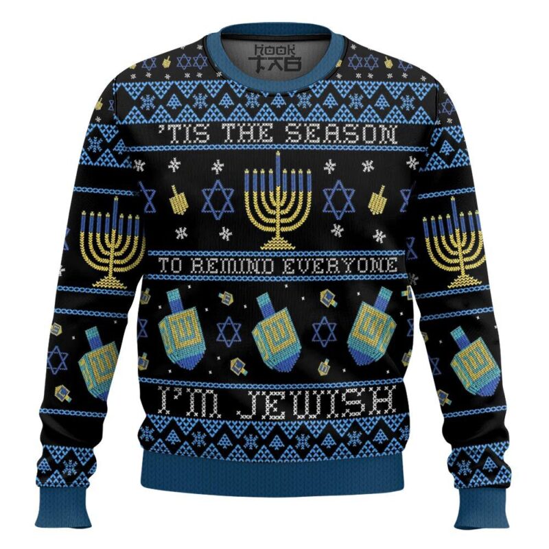 Hooktab Tis The Season To Remind Everyone "i'm Jewish" Ugly Christmas Sweater