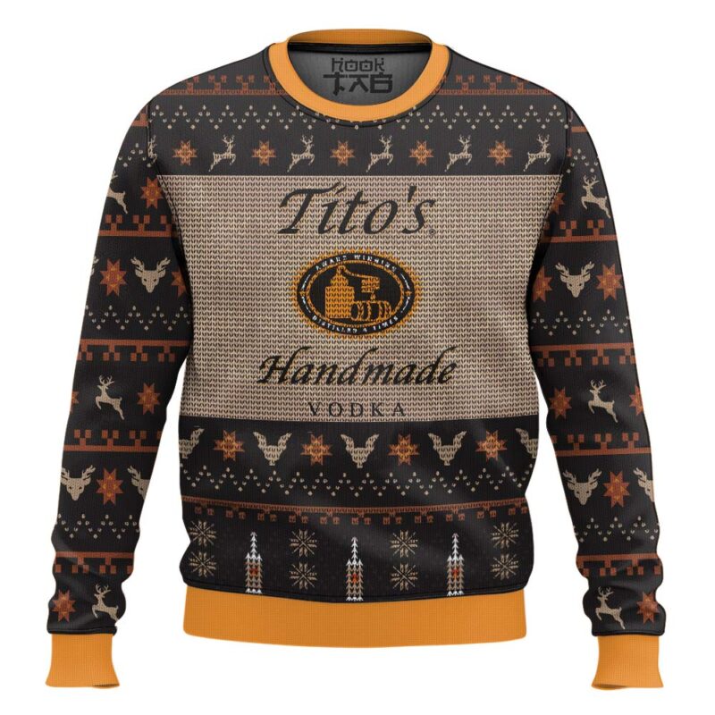 Hooktab Tito's American Handmade Vodka Ugly Christmas Sweater