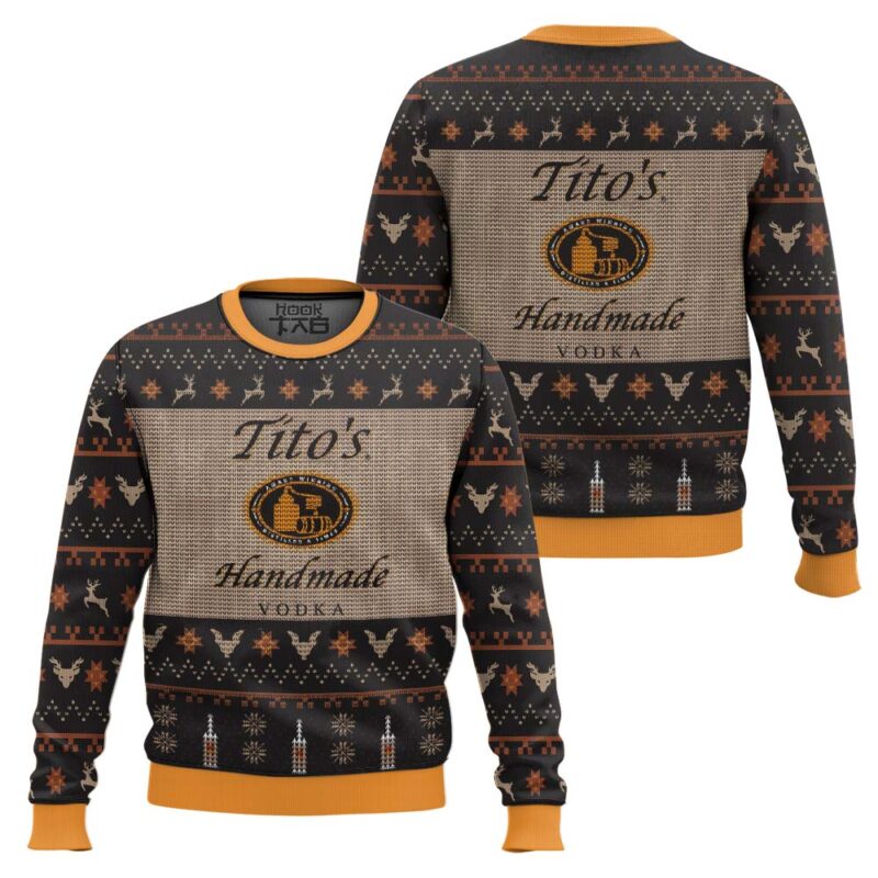 Hooktab Tito's American Handmade Vodka Ugly Christmas Sweater Hooktab Tito's American Handmade Vodka Ugly Christmas Sweater