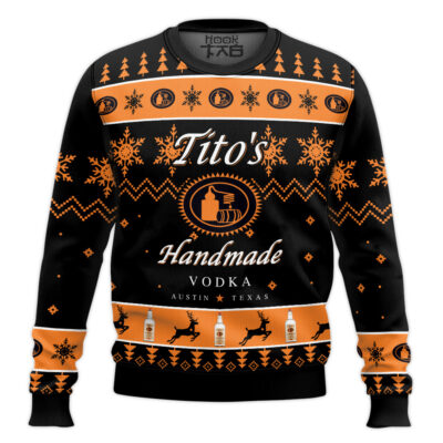 Hooktab Tito's American Vodka - Custom Name Ugly Christmas Sweater