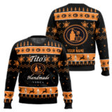 Hooktab Tito's American Vodka - Custom Name Ugly Christmas Sweater