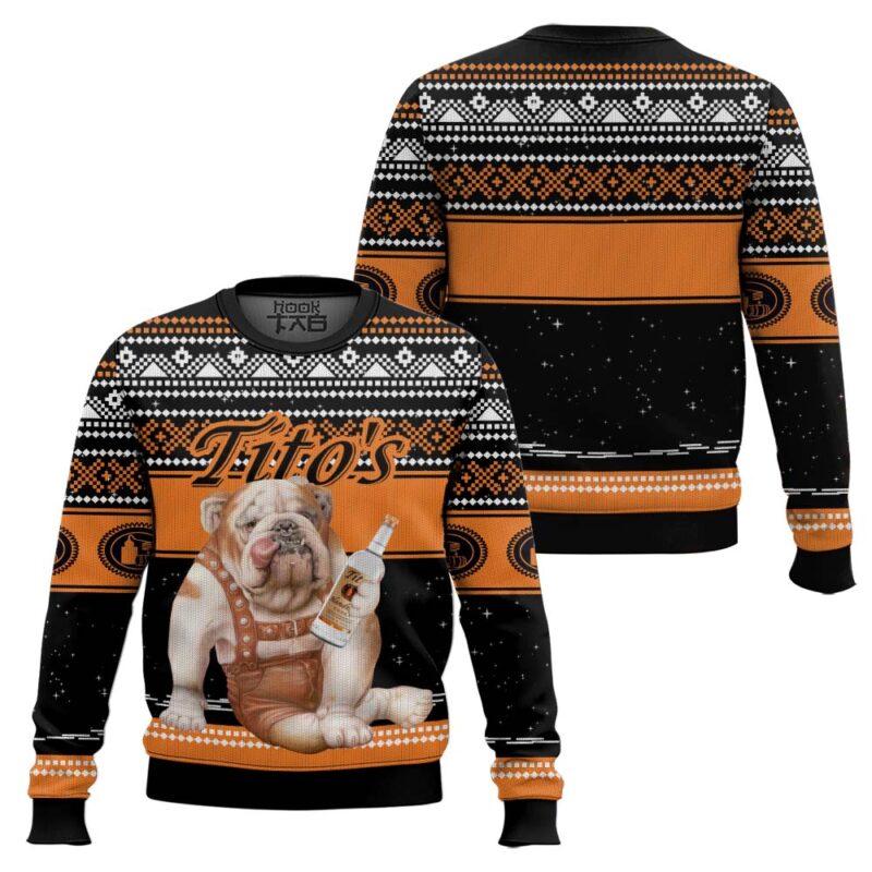 Hooktab Tito's Bulldog Ugly Christmas Sweater Hooktab Tito's Bulldog Ugly Christmas Sweater