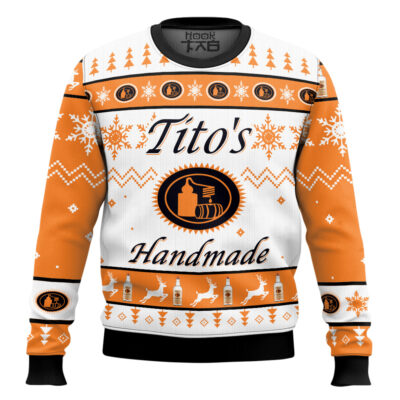 Hooktab Tito's Handmade Vodka - Custom Name Ugly Christmas Sweater