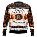 Hooktab Tito's Handmade Vodka Ugly Christmas Sweater