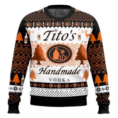 Hooktab Tito's Handmade Vodka Ugly Christmas Sweater