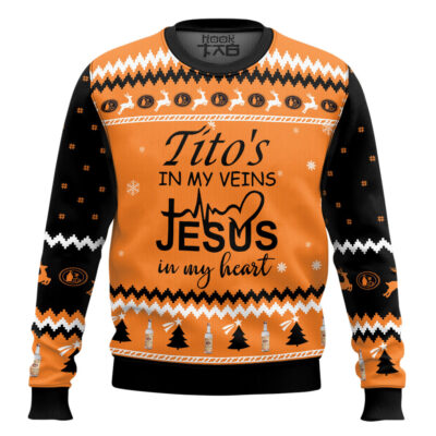 Hooktab Tito's In My Vein Ugly Christmas Sweater