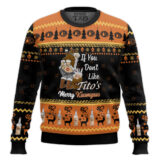 Hooktab Tito's Merry Kissmyass Ugly Christmas Sweater