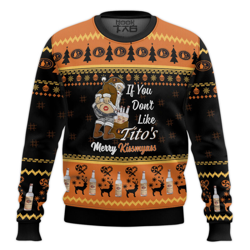 Hooktab Tito's Merry Kissmyass Ugly Christmas Sweater