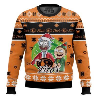 Hooktab Tito’s Rick And Morty Ugly Christmas Sweater