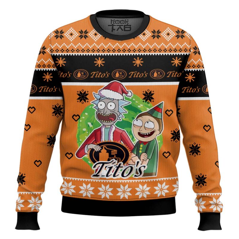 Hooktab Tito’s Rick And Morty Ugly Christmas Sweater