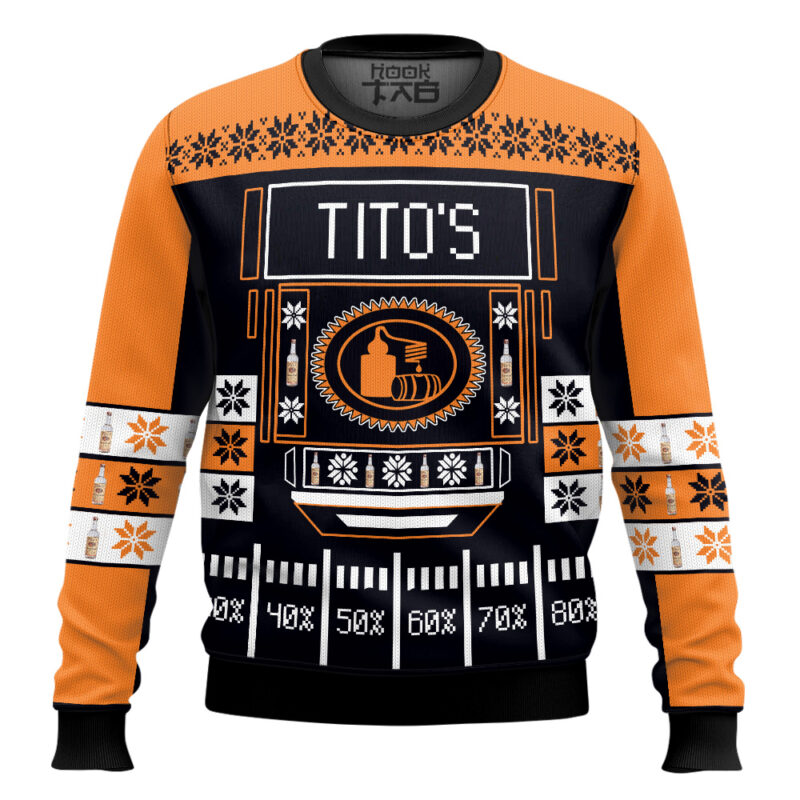 Hooktab Tito's Vodka - Custom Name Ugly Christmas Sweater