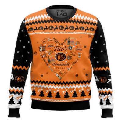 Hooktab Tito's Vodka Heart Ugly Christmas Sweater