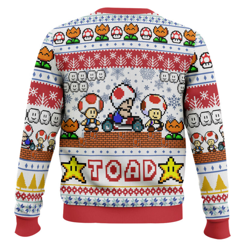 Hooktab Toad Mario Bros Ugly Christmas Sweater Hooktab Toad Mario Bros Ugly Christmas Sweater