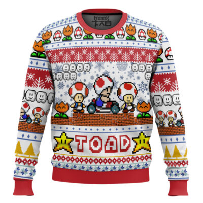Hooktab Toad Mario Bros Ugly Christmas Sweater