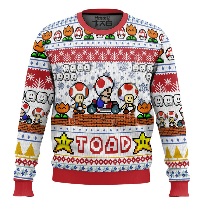 Hooktab Toad Mario Bros Ugly Christmas Sweater