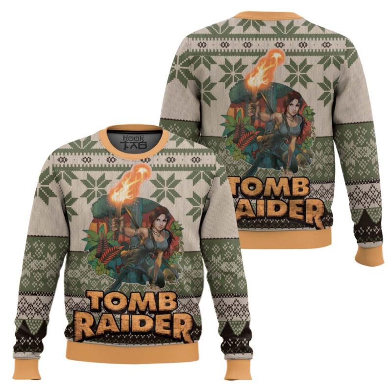Hooktab Tomb Raider Ugly Christmas Sweater Hooktab Tomb Raider Ugly Christmas Sweater