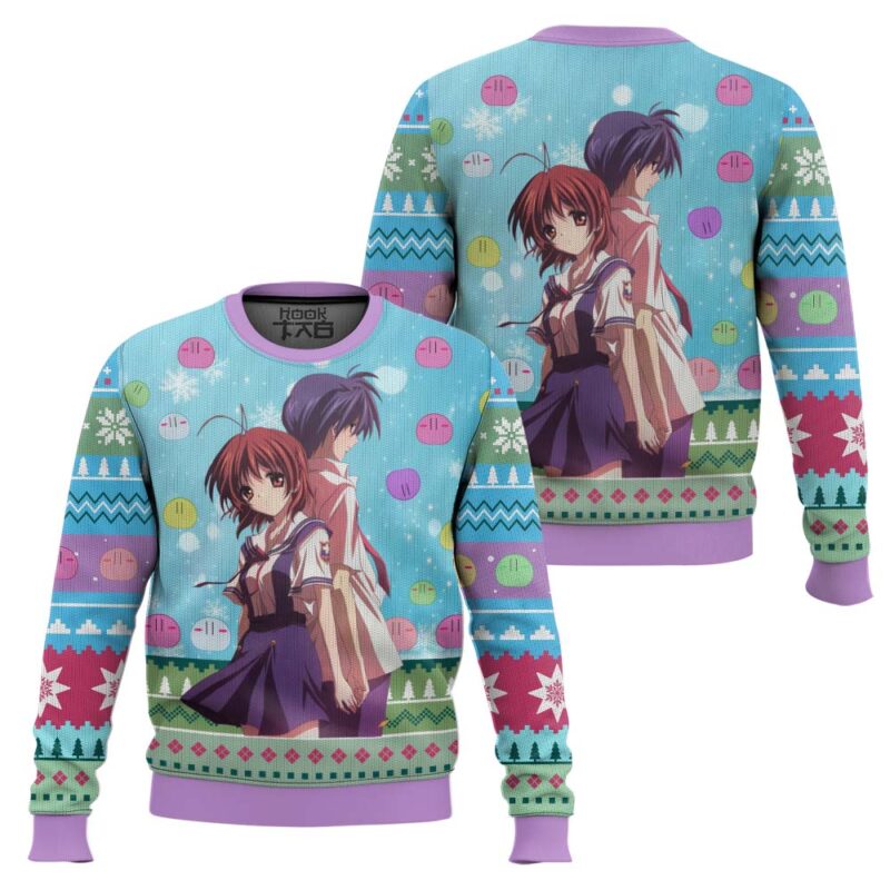Hooktab Tomoya And Nagisa Clannad Ugly Christmas Sweater Hooktab Tomoya And Nagisa Clannad Ugly Christmas Sweater