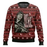 Hooktab Tony Montana Say Hello To My Little Friend Scarface Ugly Christmas Sweater