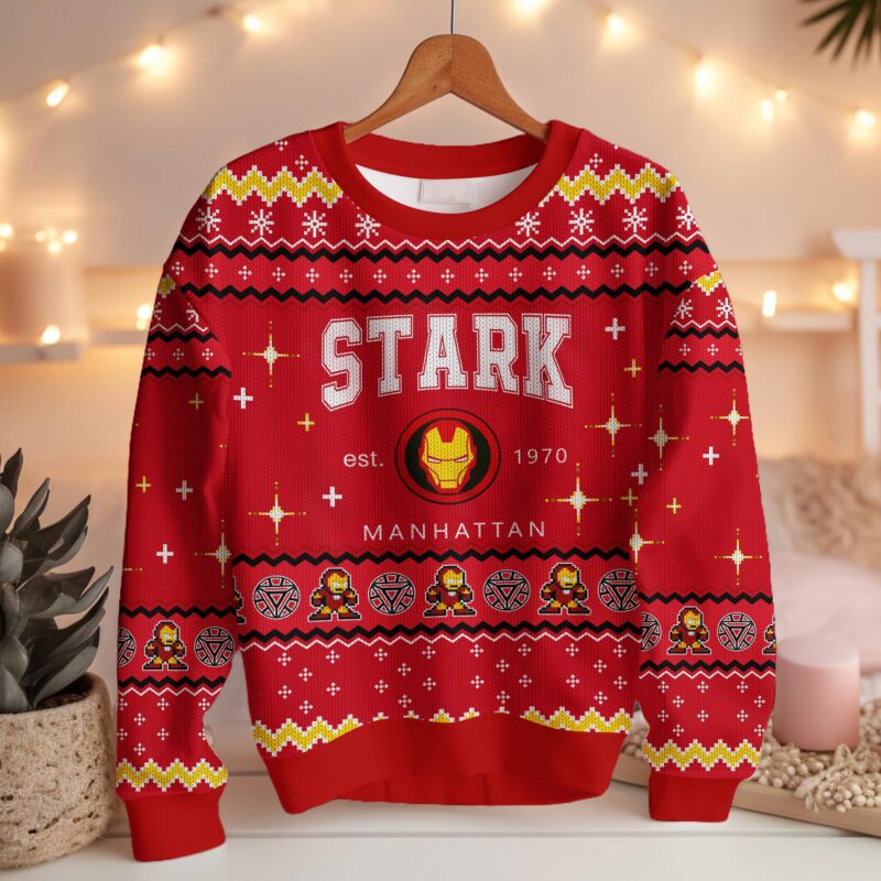 Hooktab Tony Stark Iron Man Ugly Christmas Sweater Hooktab Tony Stark Iron Man Ugly Christmas Sweater