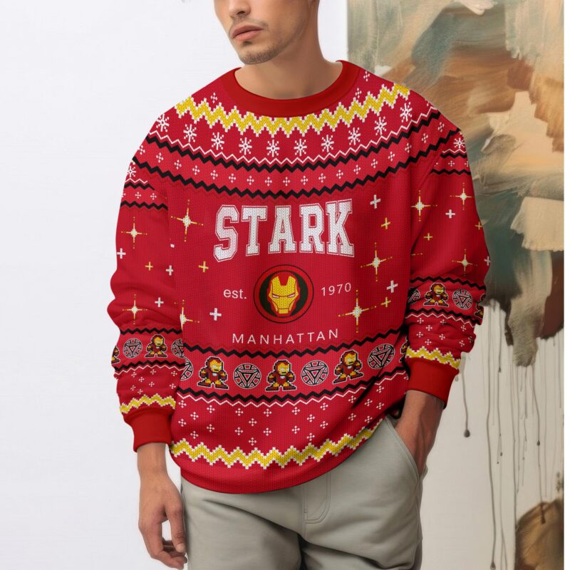 Hooktab Tony Stark Iron Man Ugly Christmas Sweater Hooktab Tony Stark Iron Man Ugly Christmas Sweater