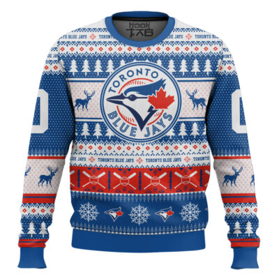 Hooktab Toronto Blue Jays - Custom Name And Number Ugly Sweater