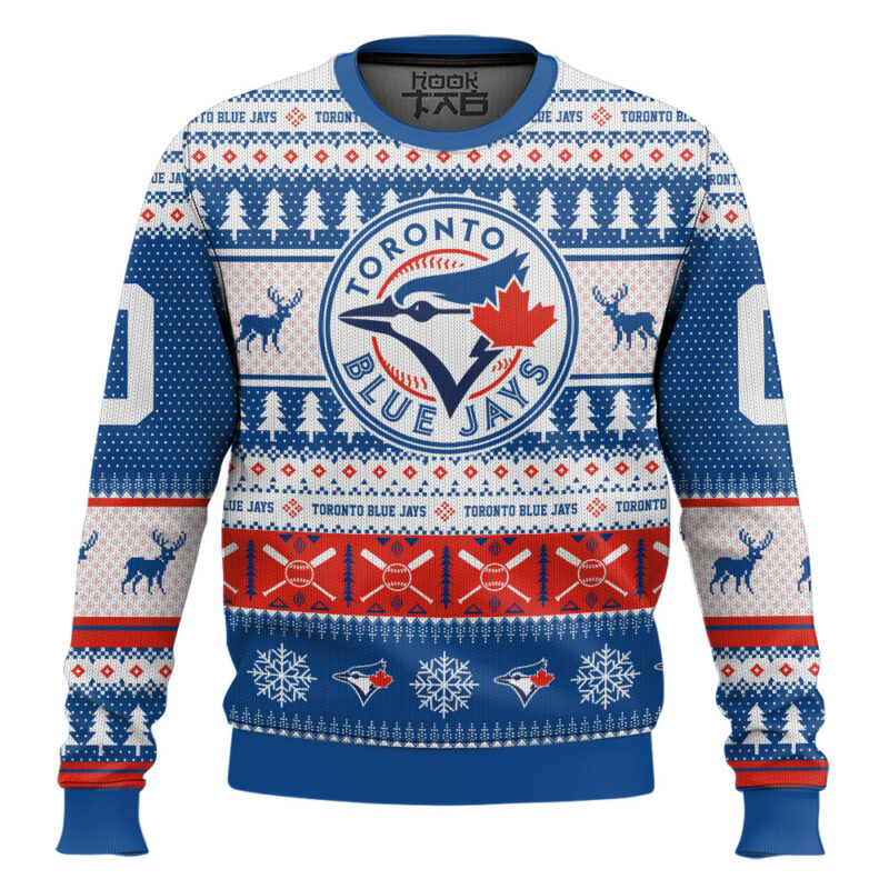 Hooktab Toronto Blue Jays - Custom Name And Number Ugly Sweater
