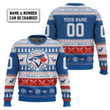 Hooktab Toronto Blue Jays - Custom Name And Number Ugly Sweater