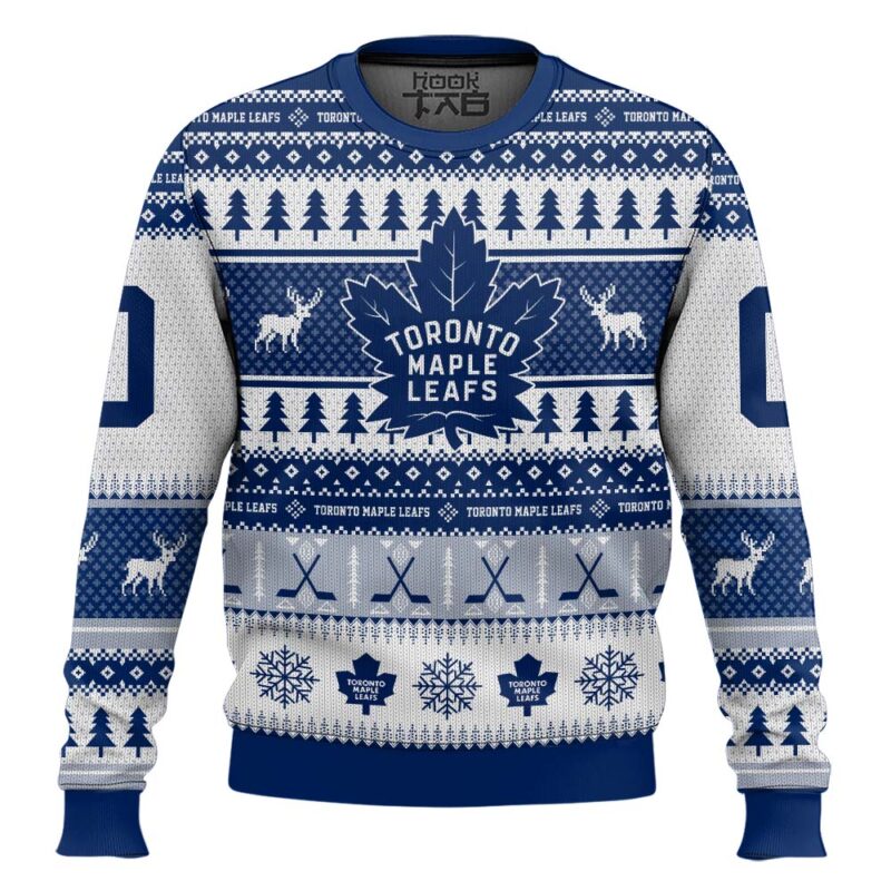 Hooktab Toronto Maple Leafs - Custom Name And Number Ugly Sweater
