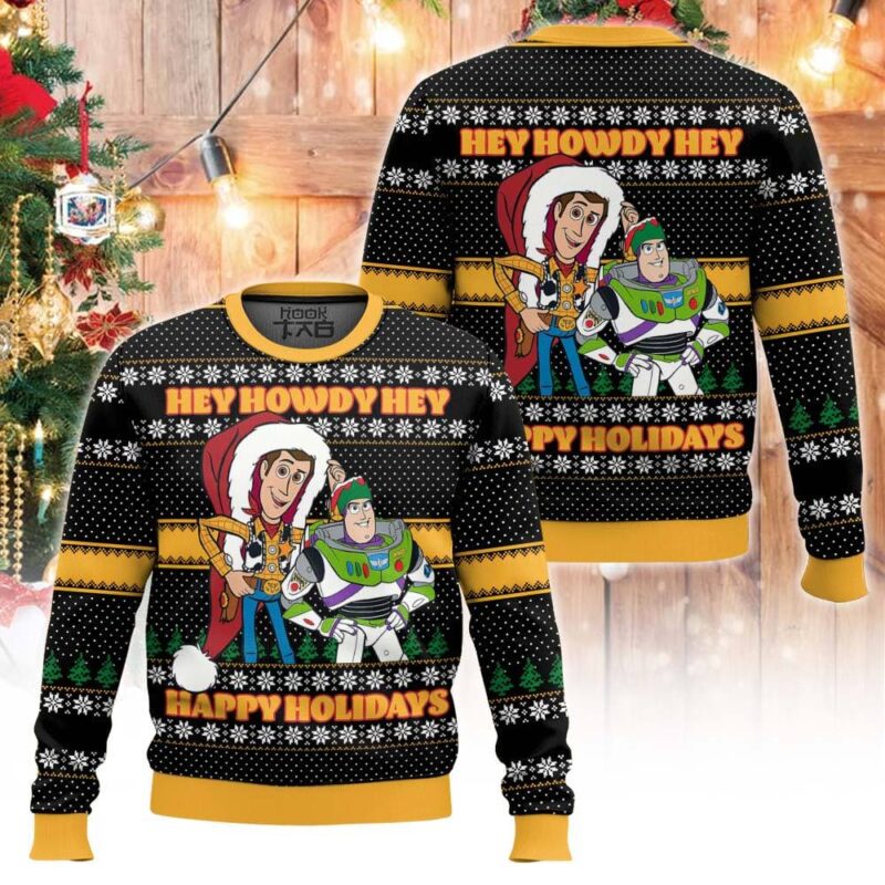 Hooktab Toy Story Christmas Hey Howdy Ugly Christmas Sweater Hooktab Toy Story Christmas Hey Howdy Ugly Christmas Sweater
