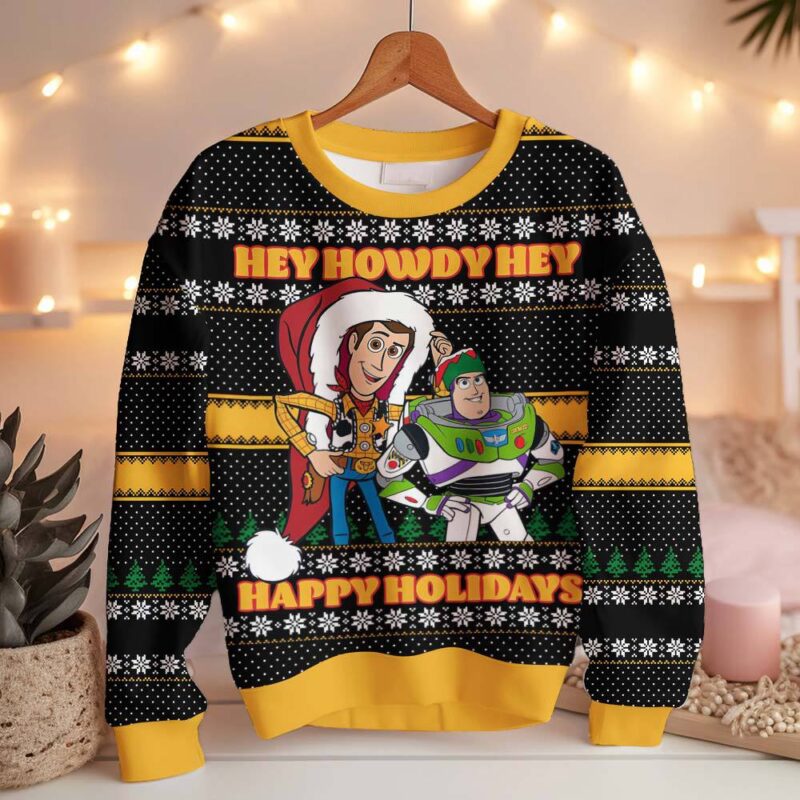 Hooktab Toy Story Christmas Hey Howdy Ugly Christmas Sweater Hooktab Toy Story Christmas Hey Howdy Ugly Christmas Sweater
