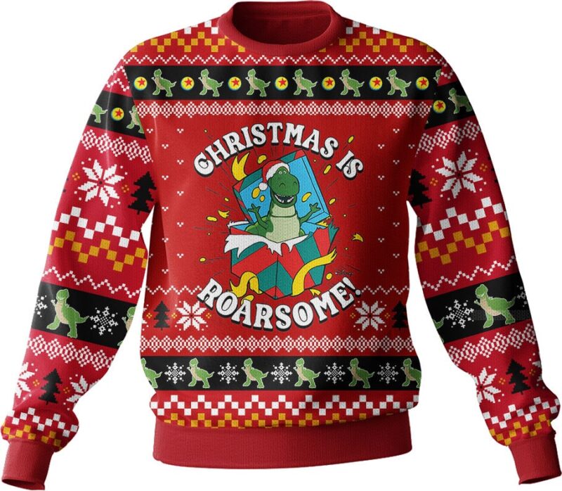 Hooktab Toy Story Christmas Is Roarsome Ugly Christmas Sweater Hooktab Toy Story Christmas Is Roarsome Ugly Christmas Sweater