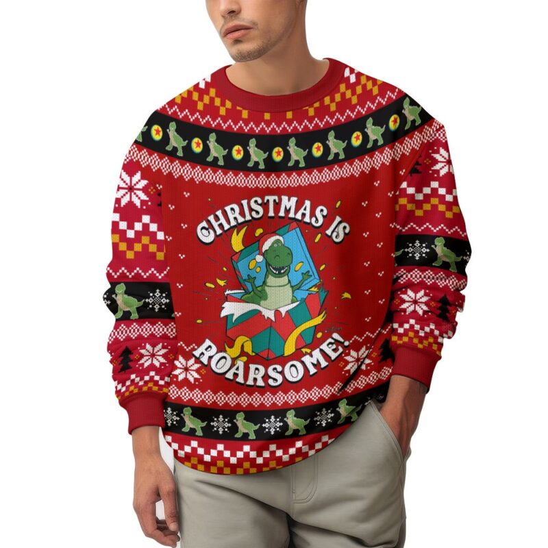 Hooktab Toy Story Christmas Is Roarsome Ugly Christmas Sweater Hooktab Toy Story Christmas Is Roarsome Ugly Christmas Sweater