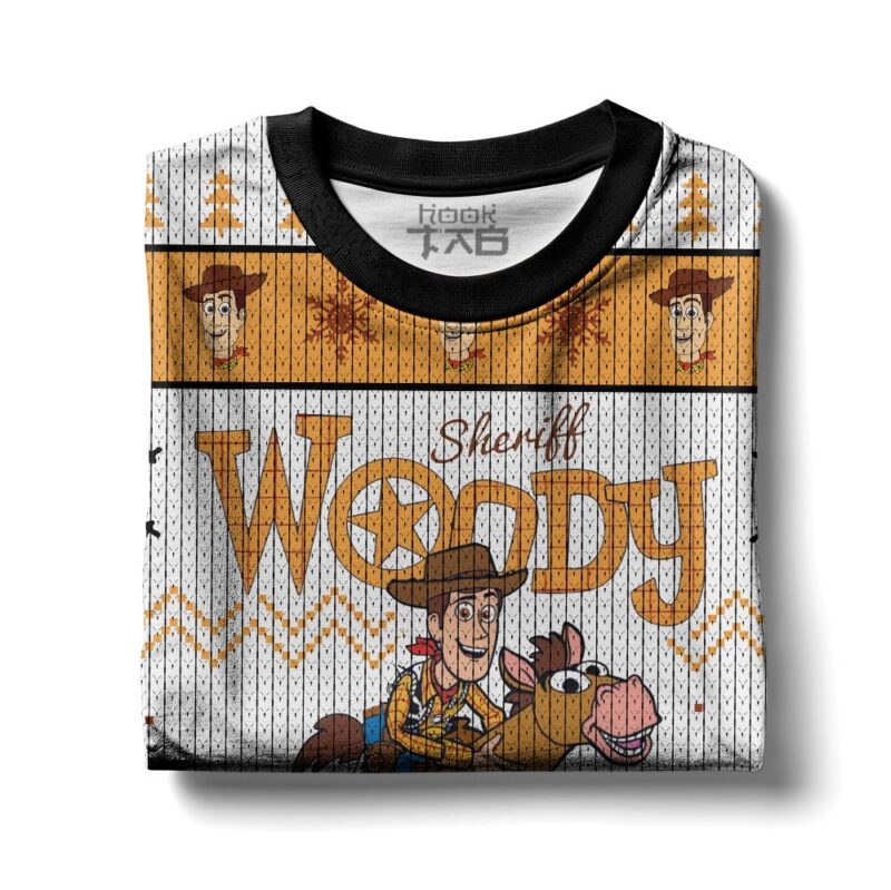 Hooktab Toy Story Sheriff Woody Ugly Christmas Sweater Hooktab Toy Story Sheriff Woody Ugly Christmas Sweater