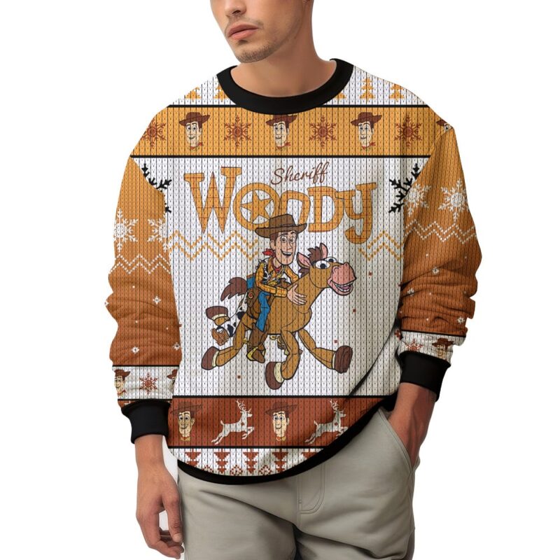 Hooktab Toy Story Sheriff Woody Ugly Christmas Sweater Hooktab Toy Story Sheriff Woody Ugly Christmas Sweater