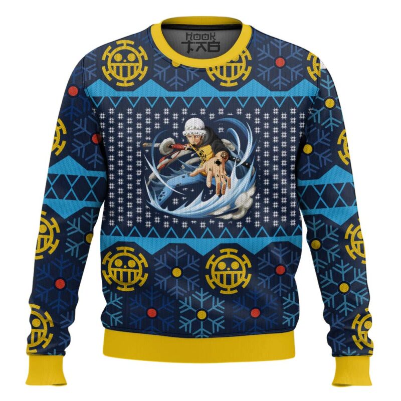 Hooktab Trafalgar D Water Law One Piece Ugly Christmas Sweater