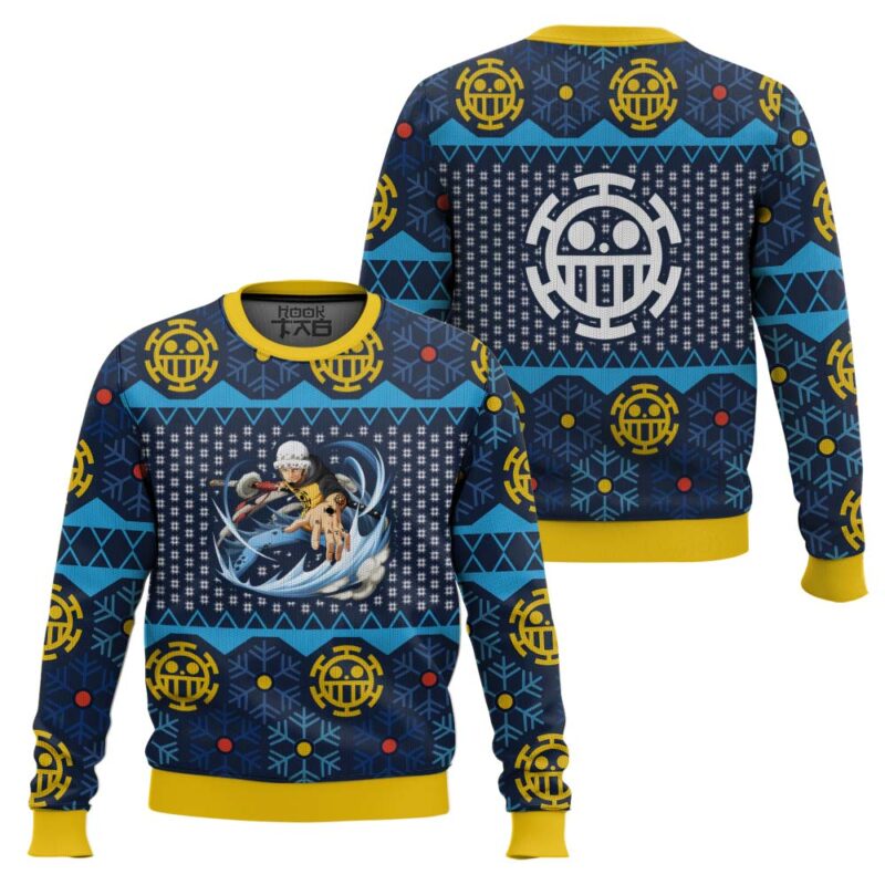 Hooktab Trafalgar D Water Law One Piece Ugly Christmas Sweater Hooktab Trafalgar D Water Law One Piece Ugly Christmas Sweater