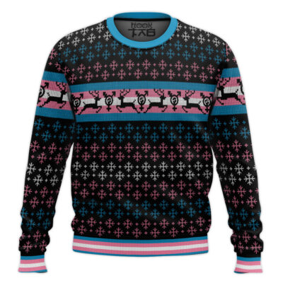 Hooktab Transgender Pride Flag LGBT Support Ugly Christmas Sweater