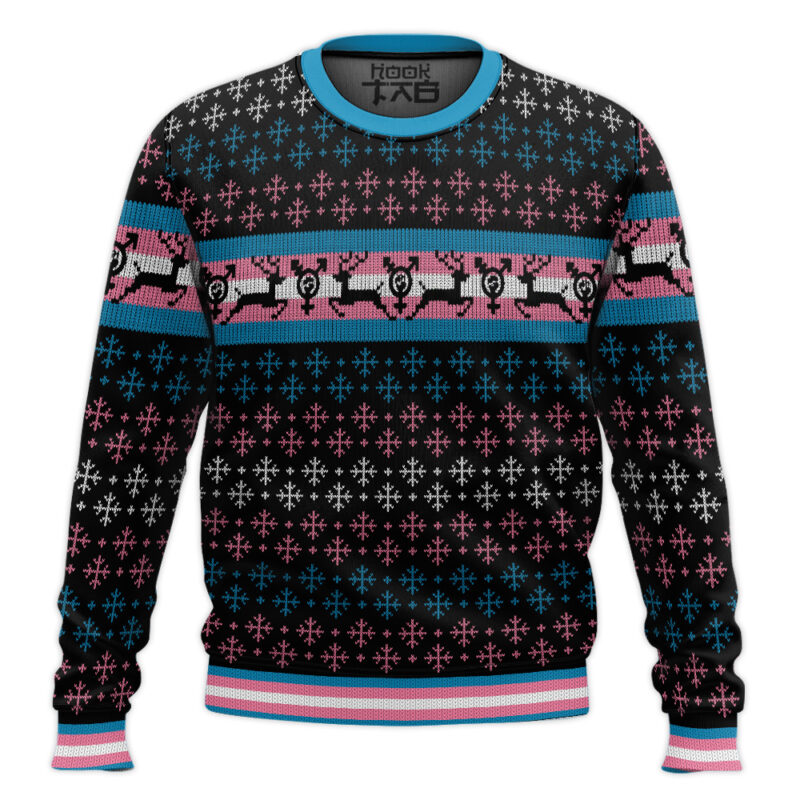 Hooktab Transgender Pride Flag LGBT Support Ugly Christmas Sweater