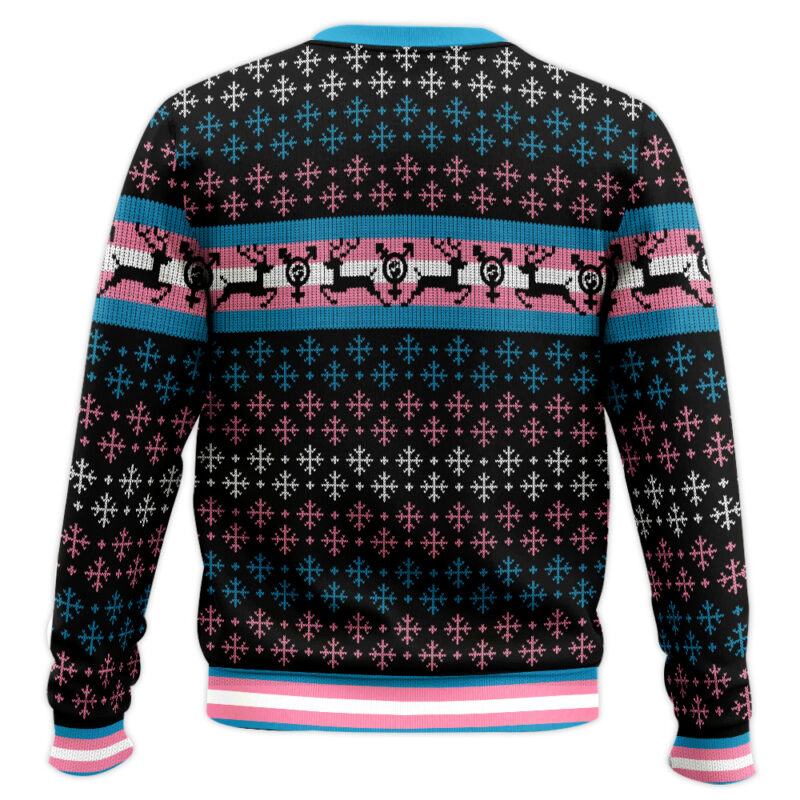 Hooktab Transgender Pride Flag LGBT Support Ugly Christmas Sweater Hooktab Transgender Pride Flag LGBT Support Ugly Christmas Sweater
