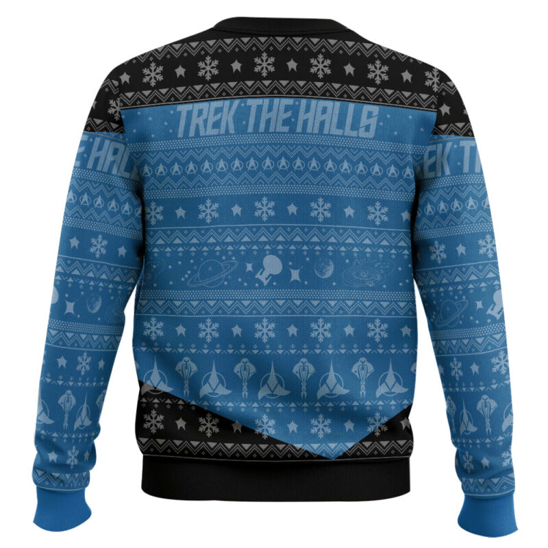 Hooktab Trek The Halls Star Trek 1987 Blue Ugly Christmas Sweater Hooktab Trek The Halls Star Trek 1987 Blue Ugly Christmas Sweater