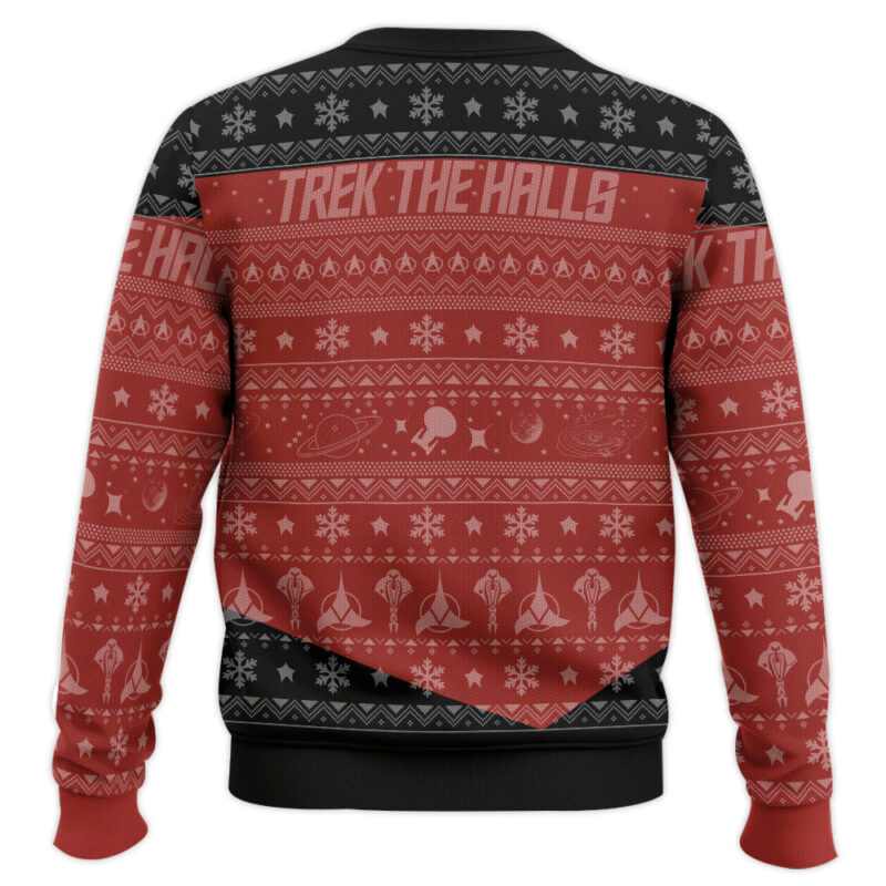 Hooktab Trek The Halls Star Trek 1987 Red Ugly Christmas Sweater Hooktab Trek The Halls Star Trek 1987 Red Ugly Christmas Sweater